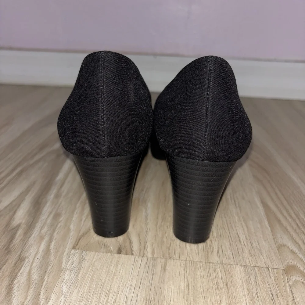 Aerosoles Black Square Toe Block Heel Pumps Slip On Work Career Shoes 9 - Picture 3 of 6